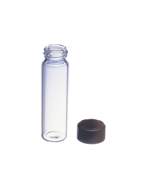 DWK Life Sciences Kimble™ Screw-Thread N-51A Borosilicate Glass Sample Vials: With unattached Closed-Top Black Phenolic Caps with Rubber Liners