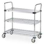Metro™ MW Series Utility Cart with Solid and Wire Shelves