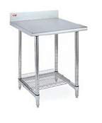 Metro™ Stainless Lab Worktable, Stainless Top, With Backsplash and 3-Sided Frame