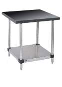 Metro™ Stainless Lab Worktable, Black Phenolic Top and Solid HD Shelf