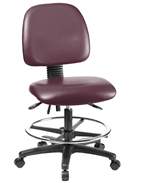 Fisherbrand™ Vinyl Chair - Medium Bench Height with Medium Back, Seat Tilt, Chrome Foot Ring, and Casters in Grade B Vinyl <img src=