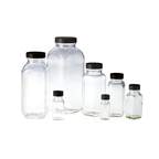 Fisherbrand™ Clear French Square Bottles with Black Phenolic PolyCone Cap