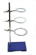 Eisco™ 8 in. x 5 in. Steel Support Ring Stand with 3 Rings, 8 in. Length x 5 in. Width Base <img src=
