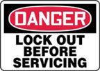 Accuform Signs Danger: Lock Out Before Service Signs