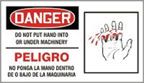 Accuform Signs Danger: Do Not Put Hand Into or Under Machinery - Bilingual